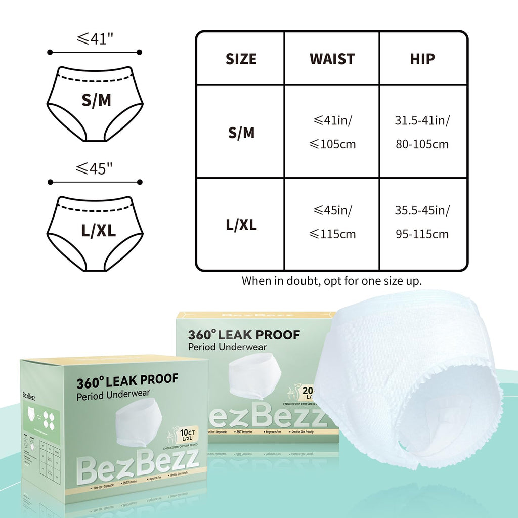 Disposable Period Underwear for Women Plus Size L/XL, 360 Leak Proof Period Panties for Heavy Flow, Overnight Postpartum and Inc