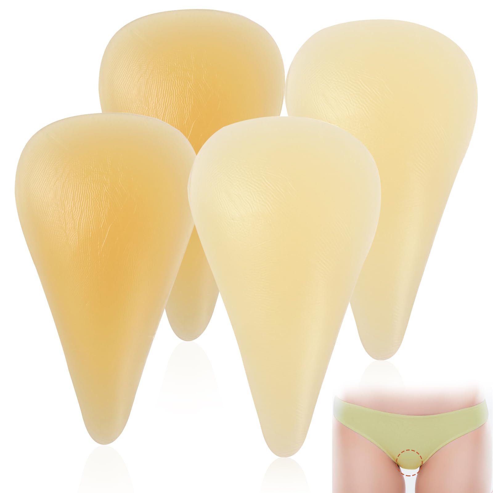 Gexloryn 4 Pack Drop-Shaped Concealer for Women, Reusable Silicone Pads Invisible Self-adhesive, Underwear Guard Seamless Hider 