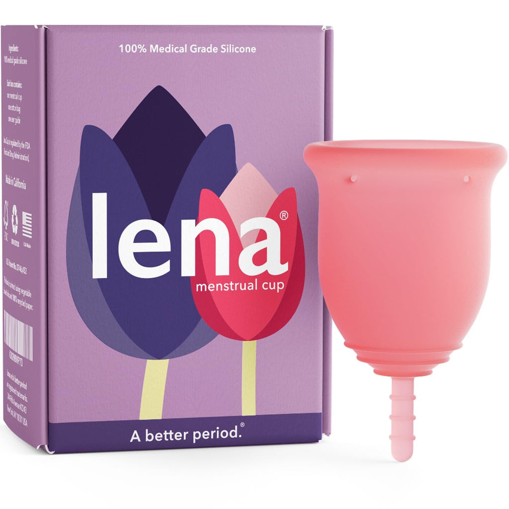Lena Menstrual Cup - Reusable, Soft Silicone Period Cup, Super Heavy Flow - Alternative to Tampons, Pads, Period Underwear - Per