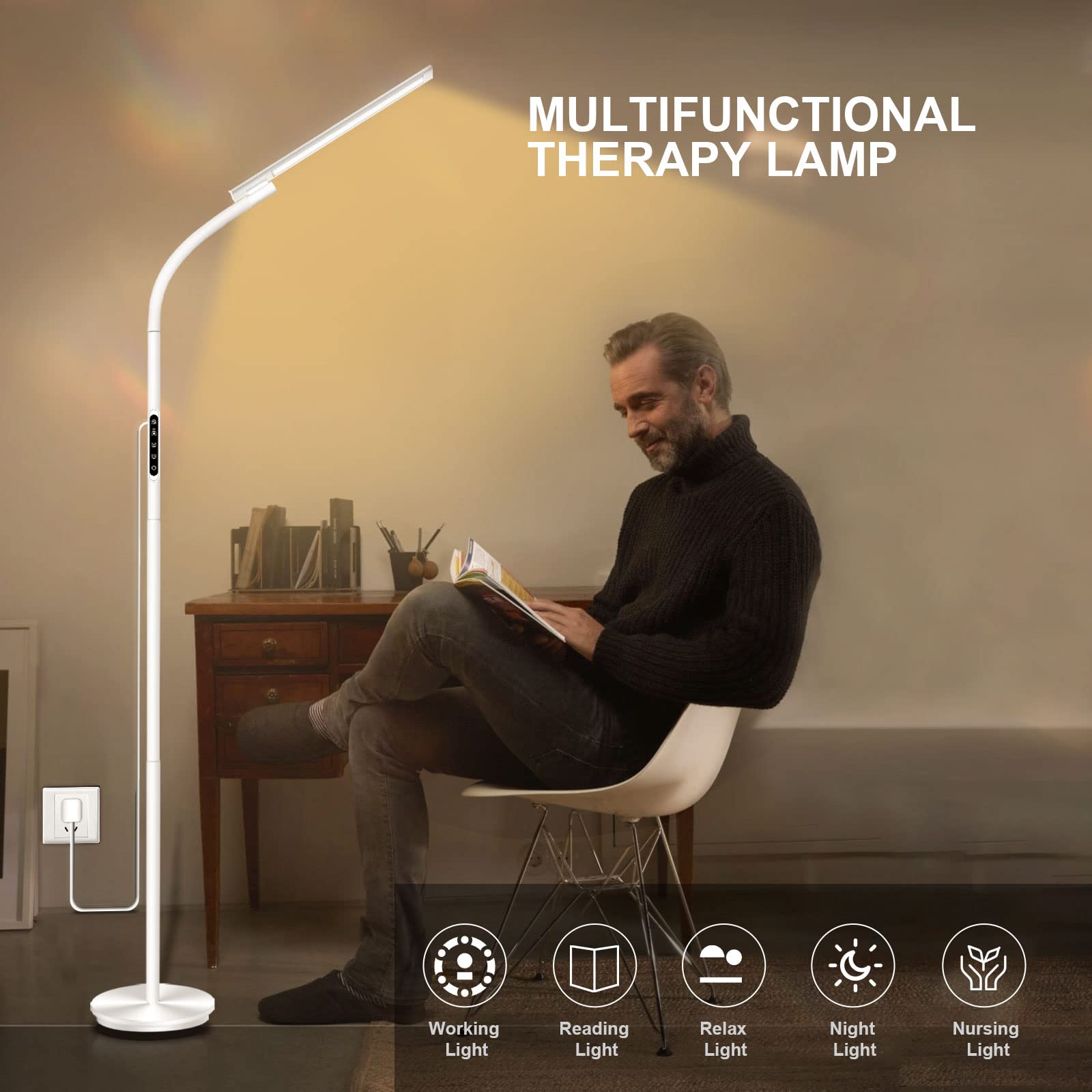 Sozapooty Light Therapy Lamp,10000 Lux Happy Therapy Light, Floor Sun Therapy Lamp with Remote & Touch Control & Adjustable Goos