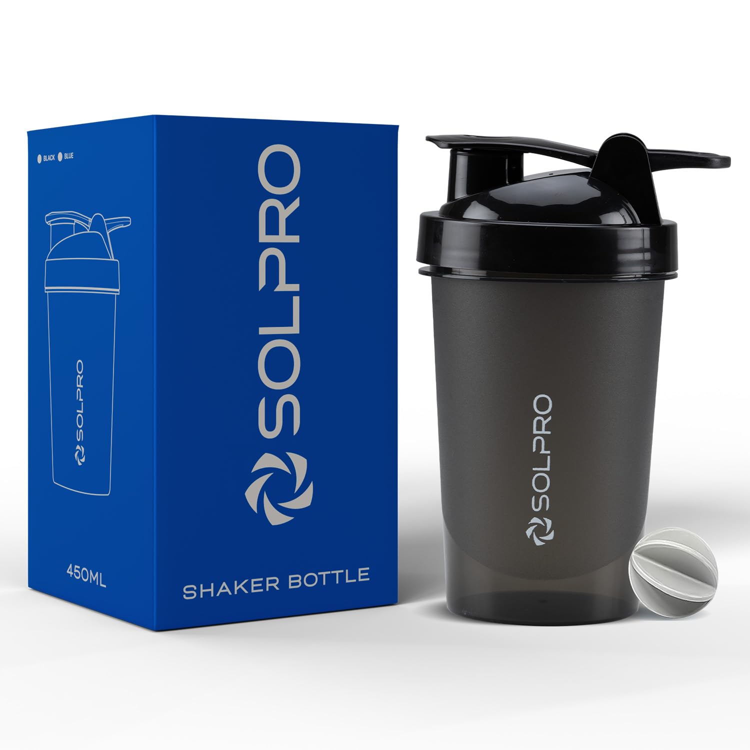 Solpro Fury Shaker Bottle | 450Ml | Portable And LeakProof | NonSlip Grip | Ideal For Protein Shakes, Smoothies, Pre Workout A