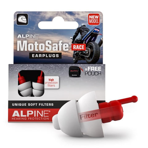 Alpine MotoSafe Race - Motorcycle Ear Plugs for Wind Noise Reduction - 20dB - Motorcycle Hearing Protection - Ultra Soft Comfort