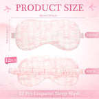 Honeydak 12 Pcs Silk Sleep Masks for Women Girls Pink Bow Party Favors Adjustable Eye Masks for Birthday Sleepover Spa Sweet 16