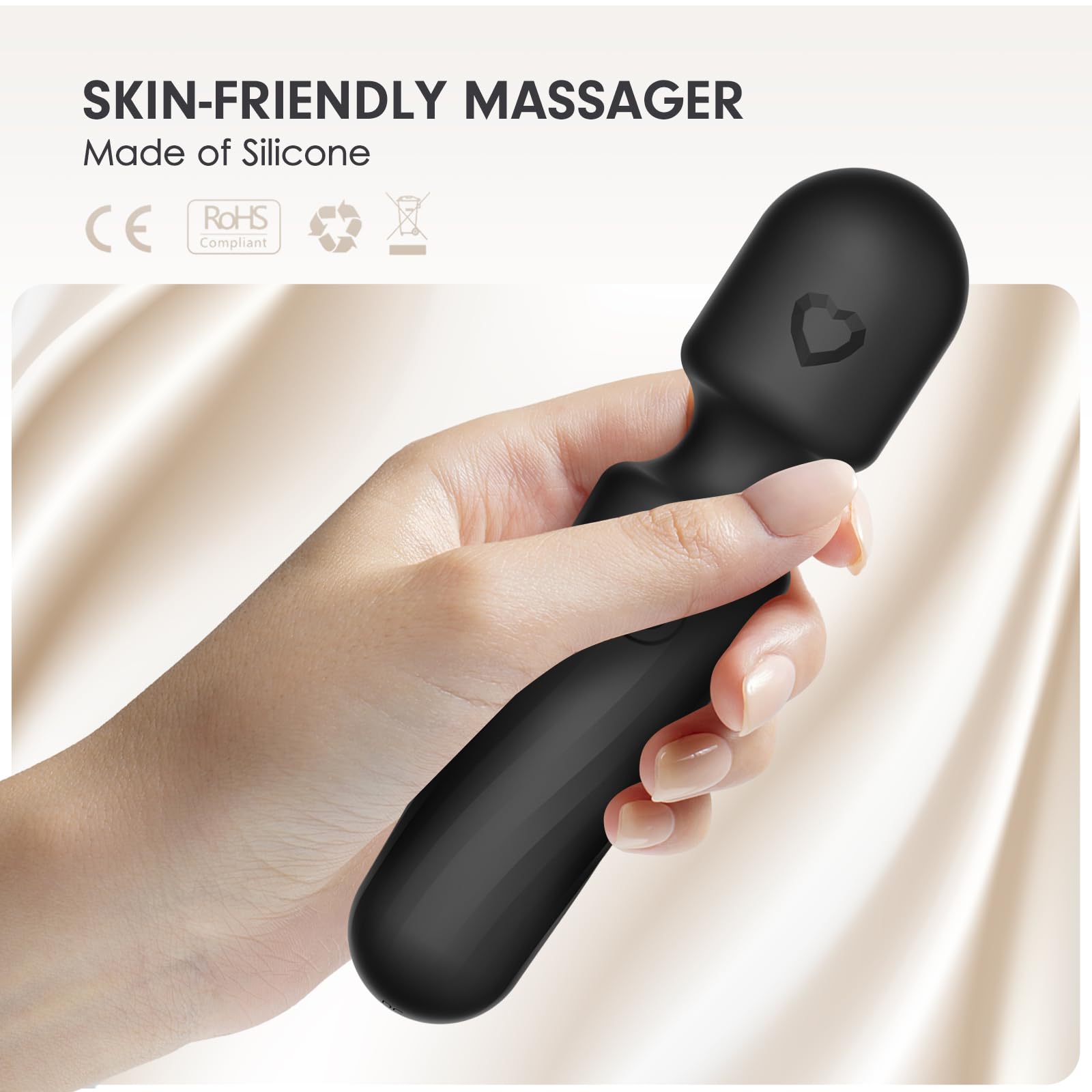 MANFLY Portable Travel Massage Tool, 10 Modes Rechargeable Waterproof Mini Neck Muscle Massager (Deep Black)