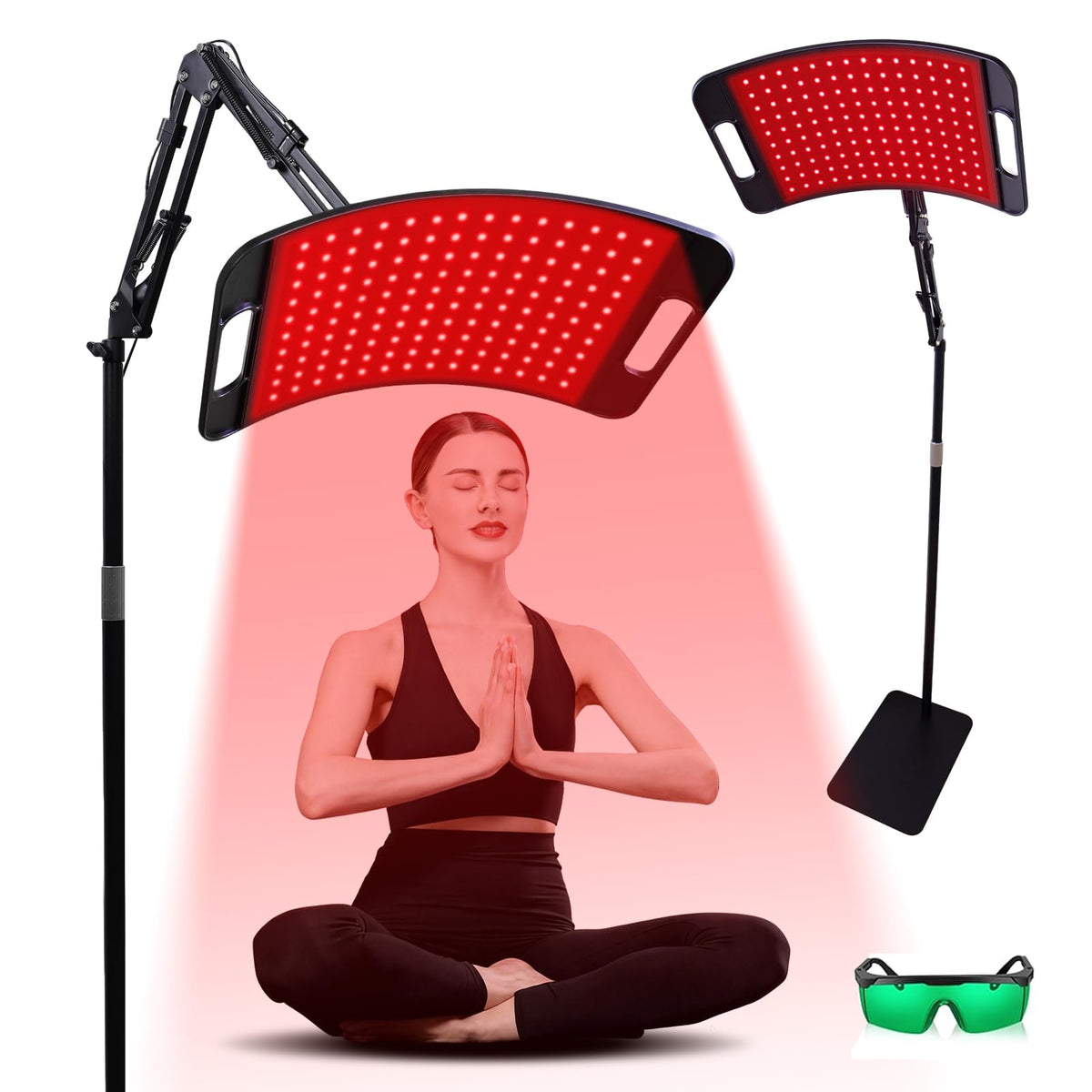 Red Light Therapy for Body and Face, Red Light Panel with 660nm & 850nm LEDs, Infrared Light Therapy Lamp with Adjustable Stand,