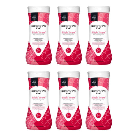 Summer's Eve Blissful Escape Daily Refreshing Feminine Wash, Removes Odor, pH balanced, 15 fl oz. (Pack of 6)