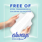 Always Pure Cotton, Feminine Pads For Women, Size 2 Heavy Flow Absorbency, Multipack, With Flexfoam, With Wings, Unscented, 24 C