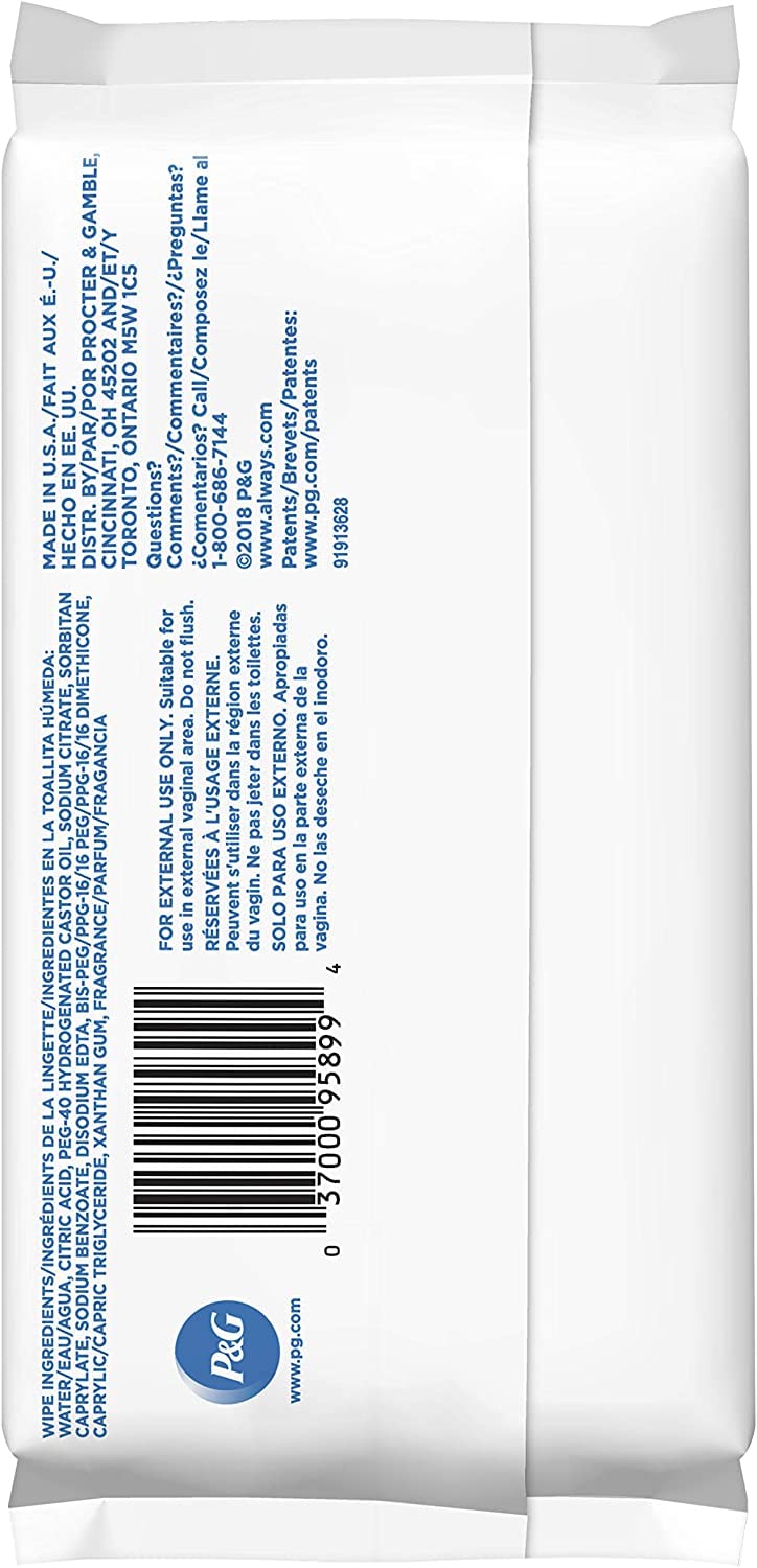 Always Fresh & Clean Feminine Wipes - 32 Count, Pack of 6