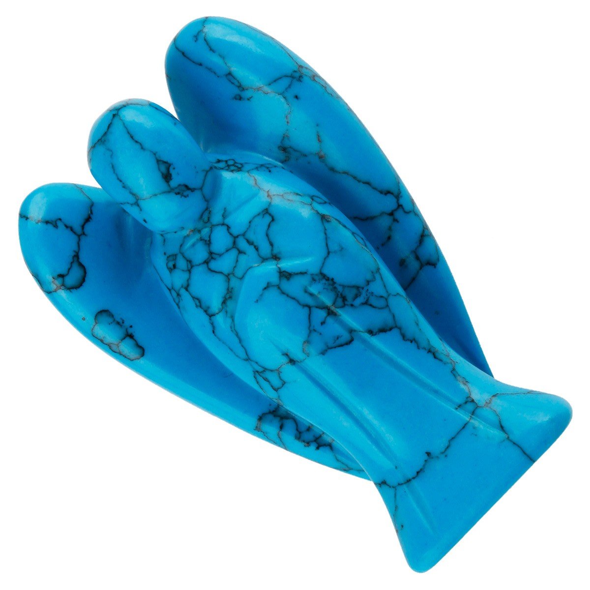 mookaitedecor Set of 5 Blue Howlite Turquoise Crystal Angel Figurines, 1.5 inch Mini Guardian Angel Statue Carving Pocket Stone