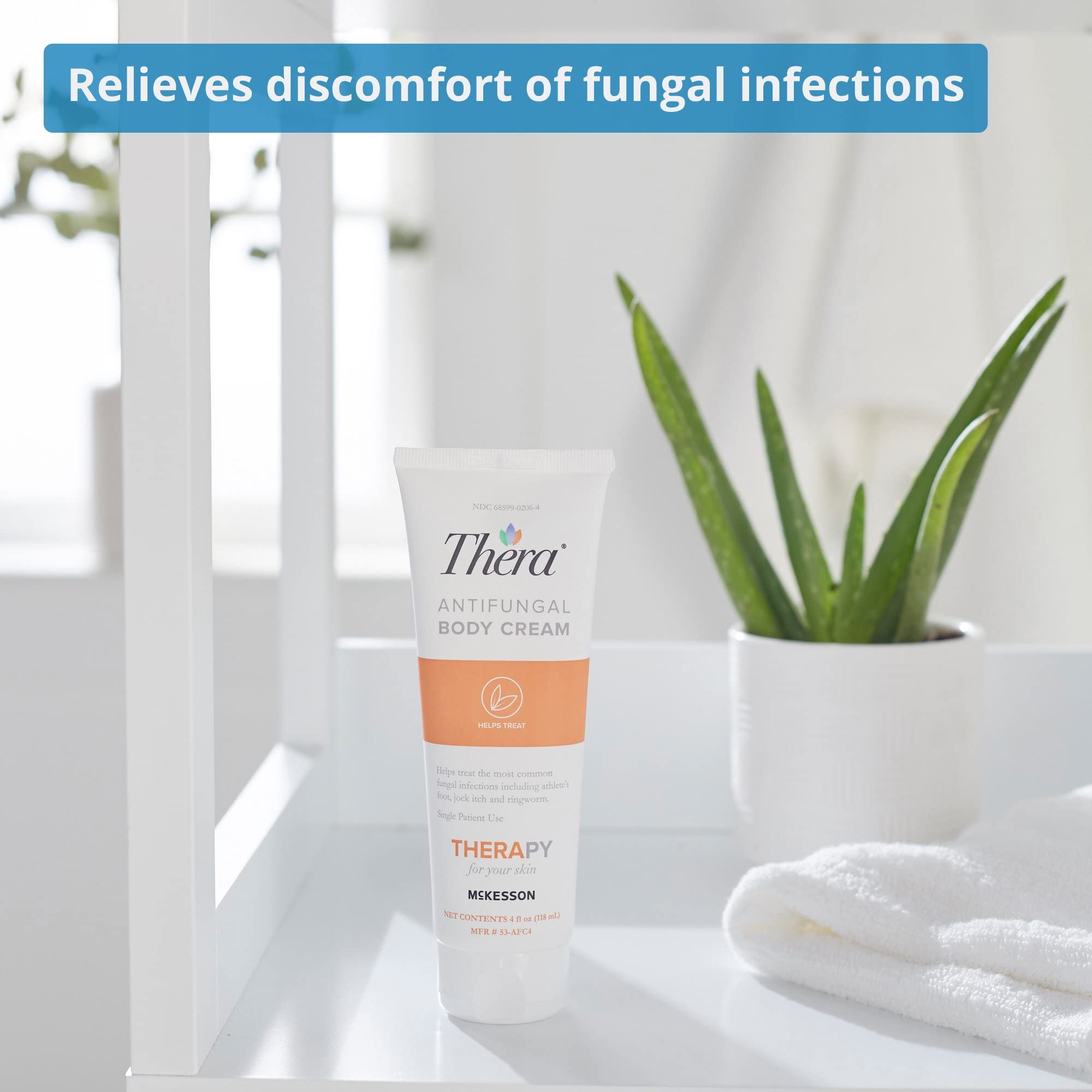 Thera McKessons Antifungal Cream, 2% Miconazole Nitrate, Body, Skin, Athletes Foot Treatment - Relief for Ringworm, Jock Itch -