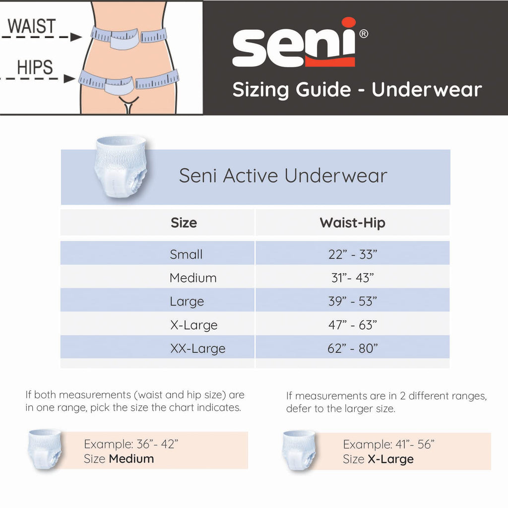 Seni Active Super Plus Disposable Underwear Pull On with Tear Away Seams X-Large, S-XL07-AP1, Heavy, 28 Ct