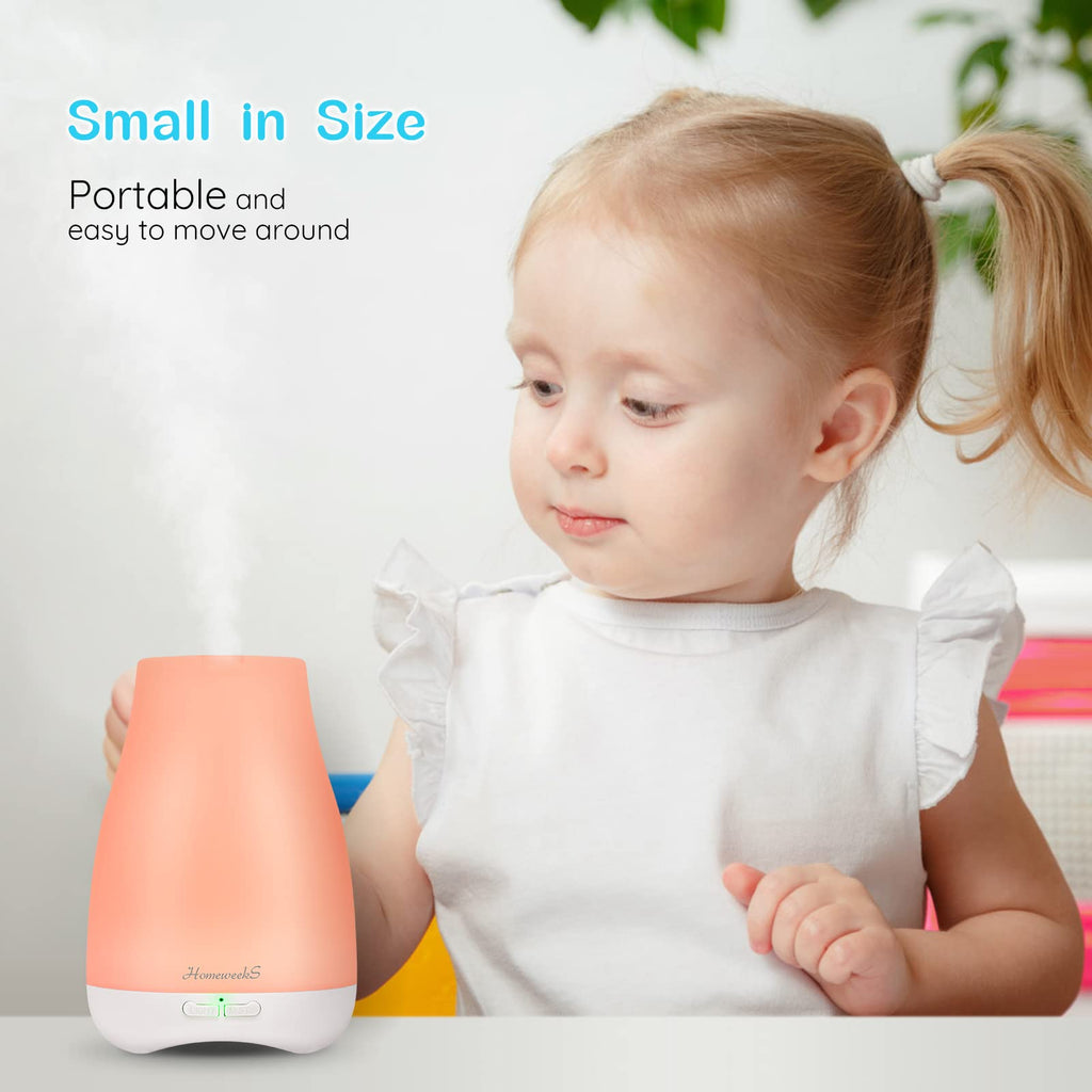 Homeweeks Diffusers, 100ml Colorful Essential Oil Diffuser with Adjustable Mist Mode, Auto Off Aroma for Bedroom/Office/Trip (10