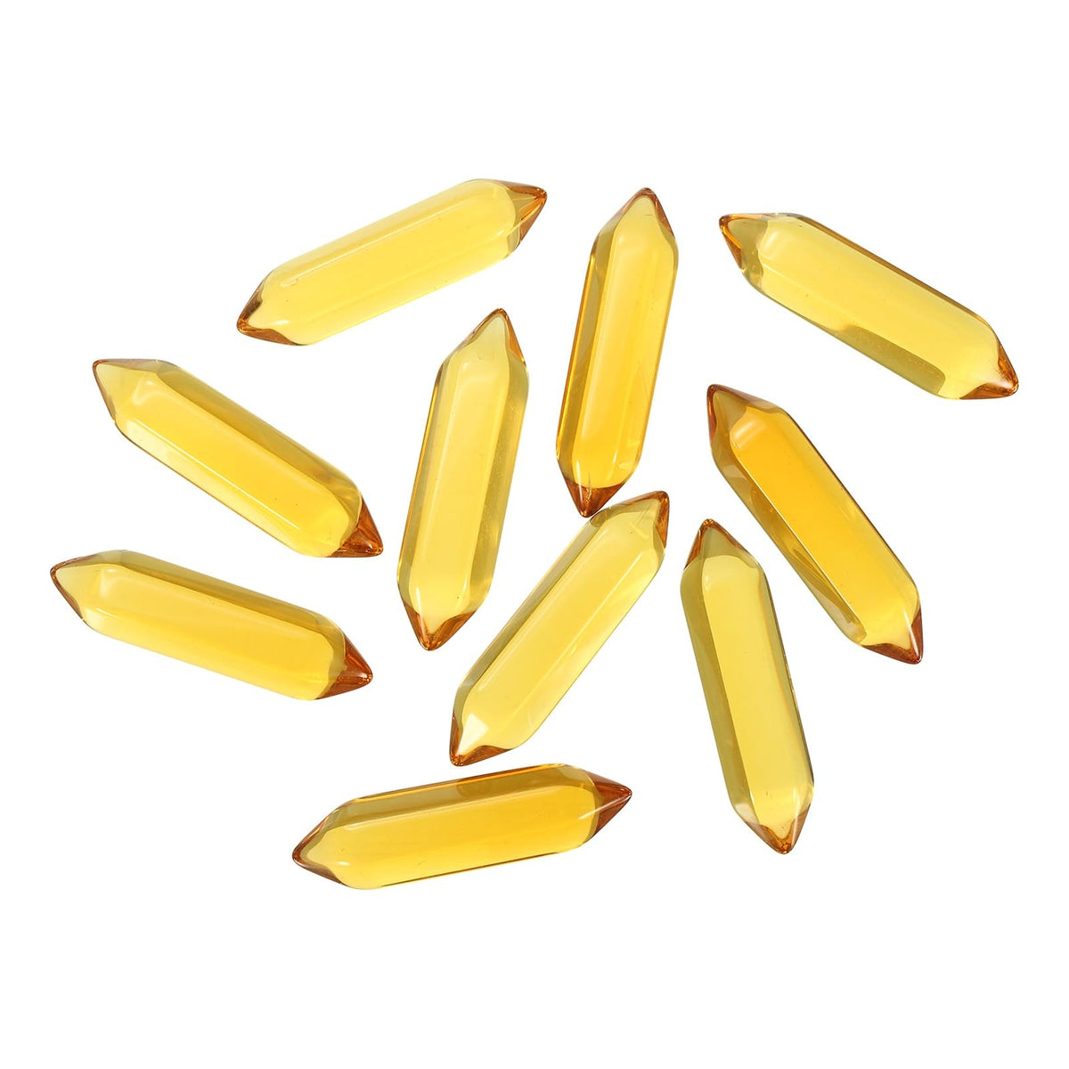 MECCANIXITY 10 Pack Citrine Quartz Crystals, Polished Crystals Bulk Hexagonal Shaped Meditation Gemstone for Jewelry Making Ener