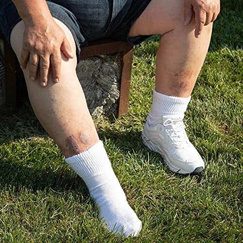 Extra Wide Medical (Diabetic) Quarter Sock (Pack of 3), Made in USA (Large, White)