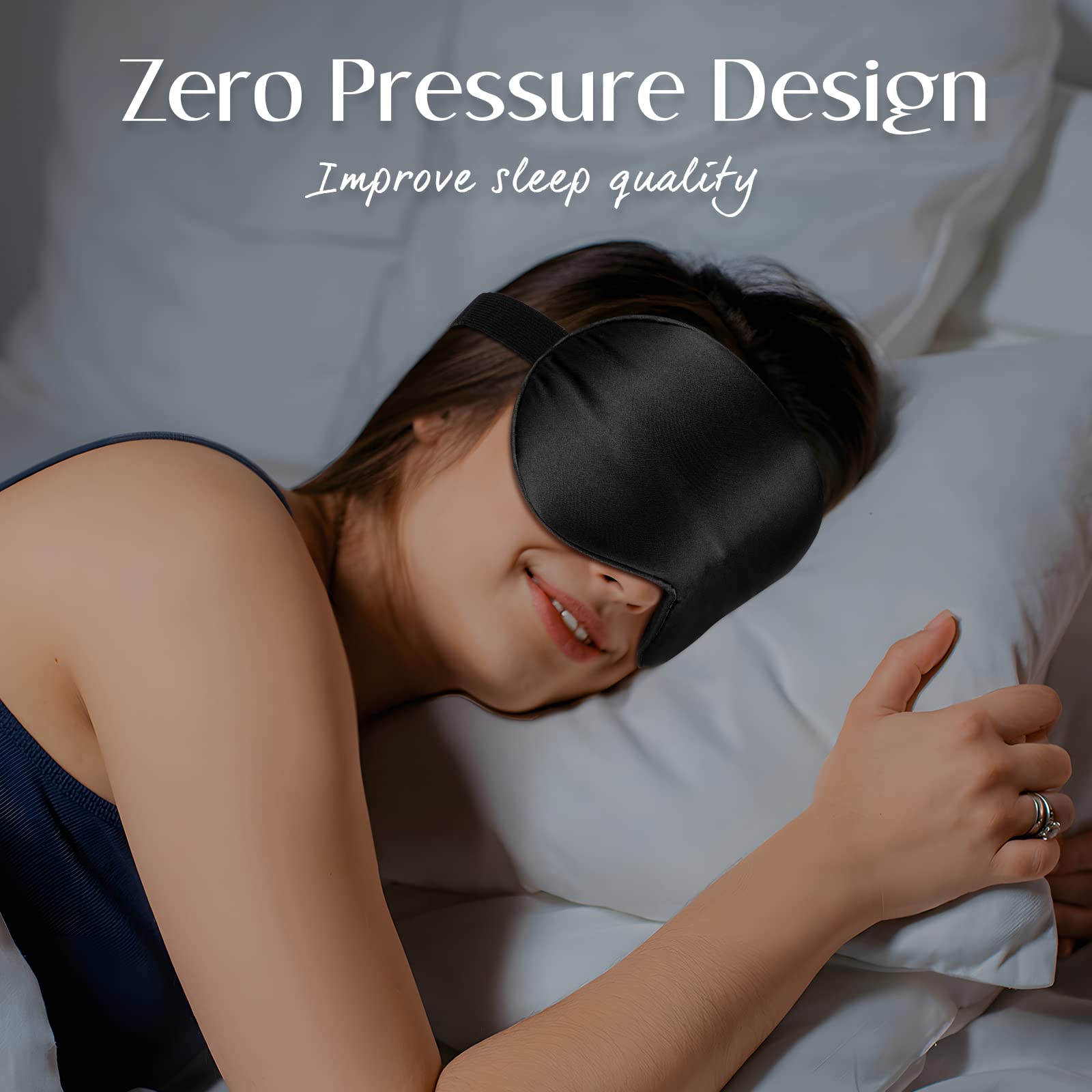 LULUSILK Mulberry Silk Sleep Eye Mask Blindfold with Adjustable Strap, Soft Eye Cover for Women Men Night Sleeping, Travel, Nap(