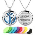 Aromatherapy Essential Oil Diffuser Necklace Angel Wings Pattern Stainless Steel Locket Pendant