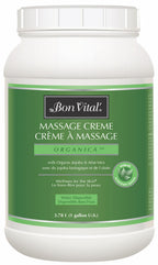 Bon Vital Organica Massage Creme, Professional Massage Therapy Cream with Certified Organic Ingredients for Earth-Friendly Mass