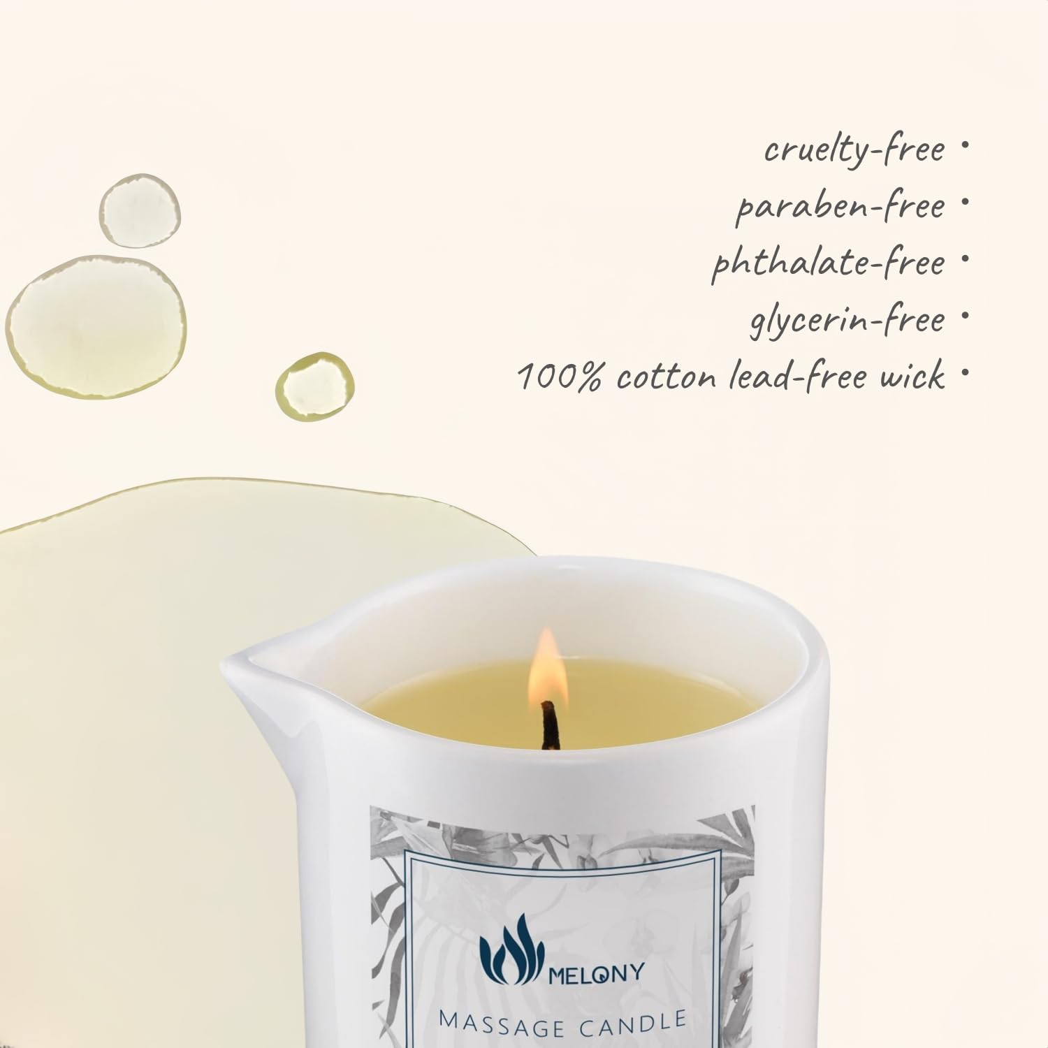 MELONY Massage Oil Candle, Moisturizing, Body Oil Candle, Natural Soybeans, 8.1 oz, Amber Vanilla