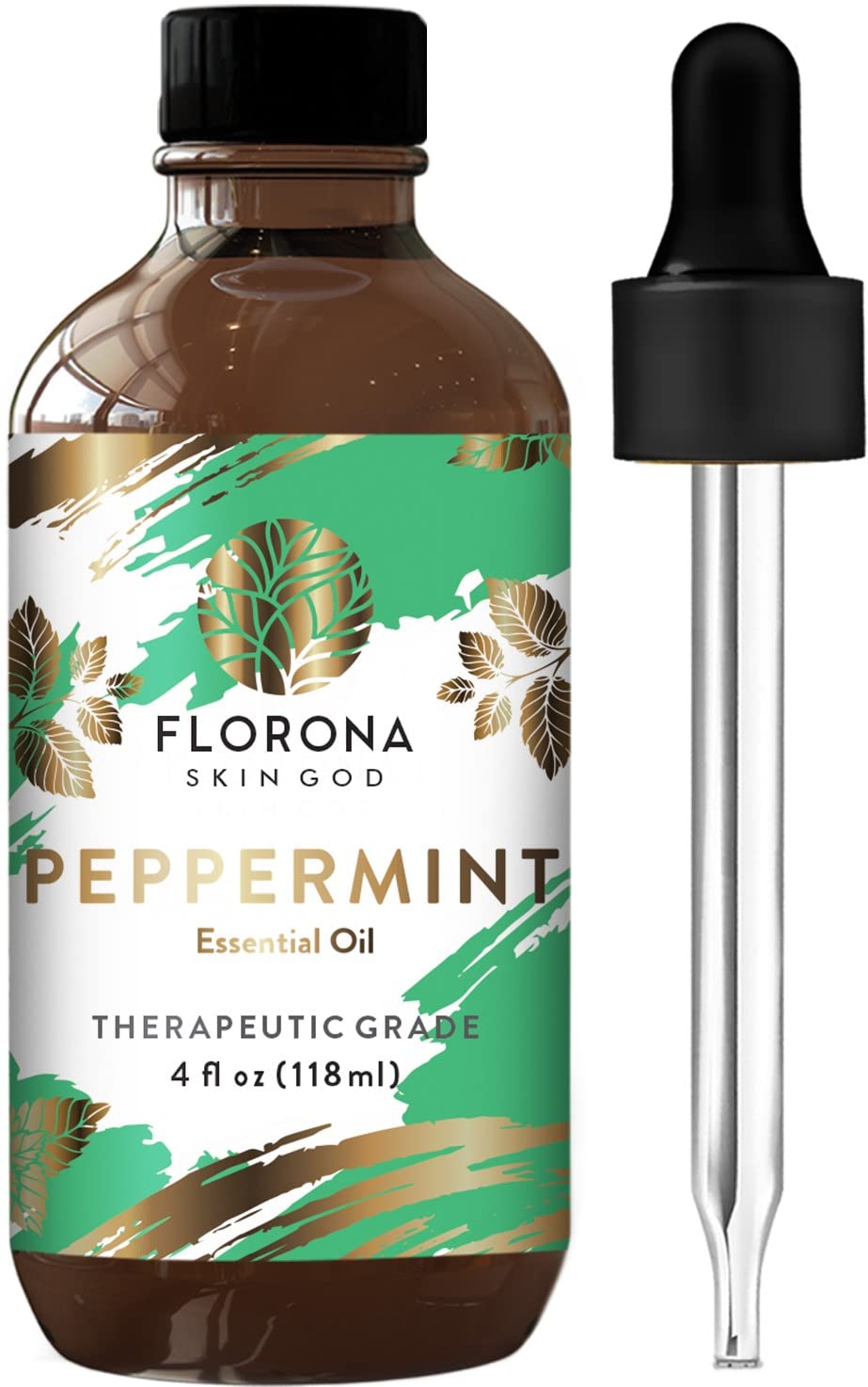 Florona Peppermint Essential Oil 100% Pure & Natural - 4 fl oz, Hair & Skin Care, Diffuser Aromatherapy, Soap Making, Candle Mak