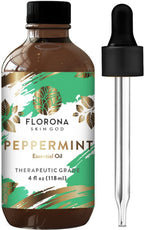 Florona Peppermint Essential Oil 100% Pure & Natural - 4 fl oz, Hair & Skin Care, Diffuser Aromatherapy, Soap Making, Candle Mak