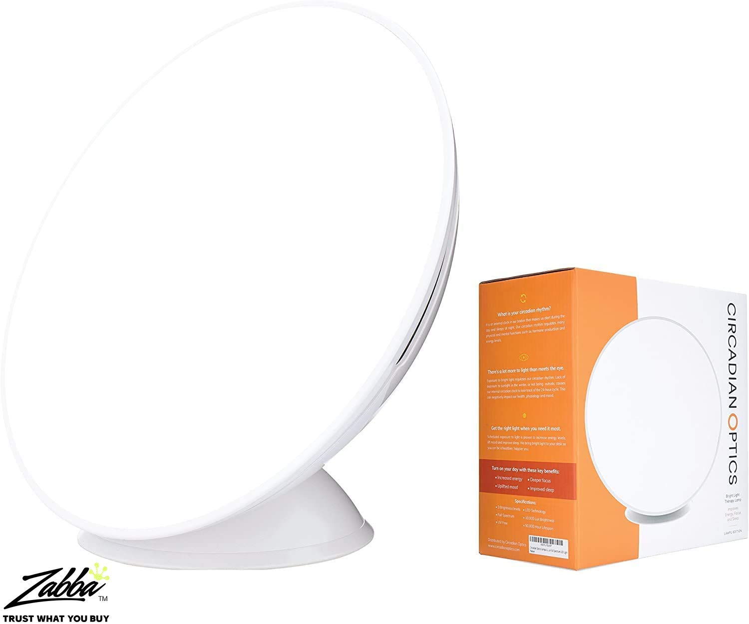 Circadian Optics Lampu Bright Light Therapy Lamp | As Seen On Shark Tank | Powerful 10,000 LUX Brightness | 5500K Color Mimics N