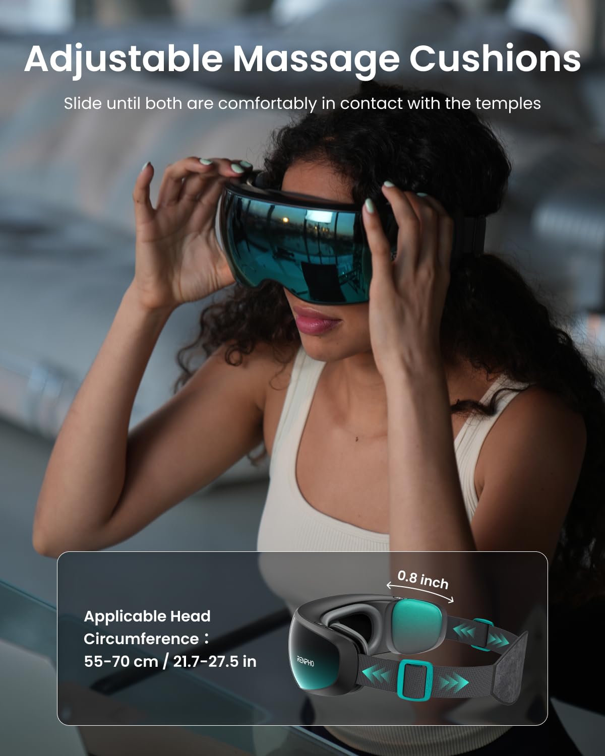 RENPHO Eyeris Caligo Eye Massager with Mist & Temple Massage, Slidable Temple Massager for Migraines, Eye Mask for Mom Dad Women