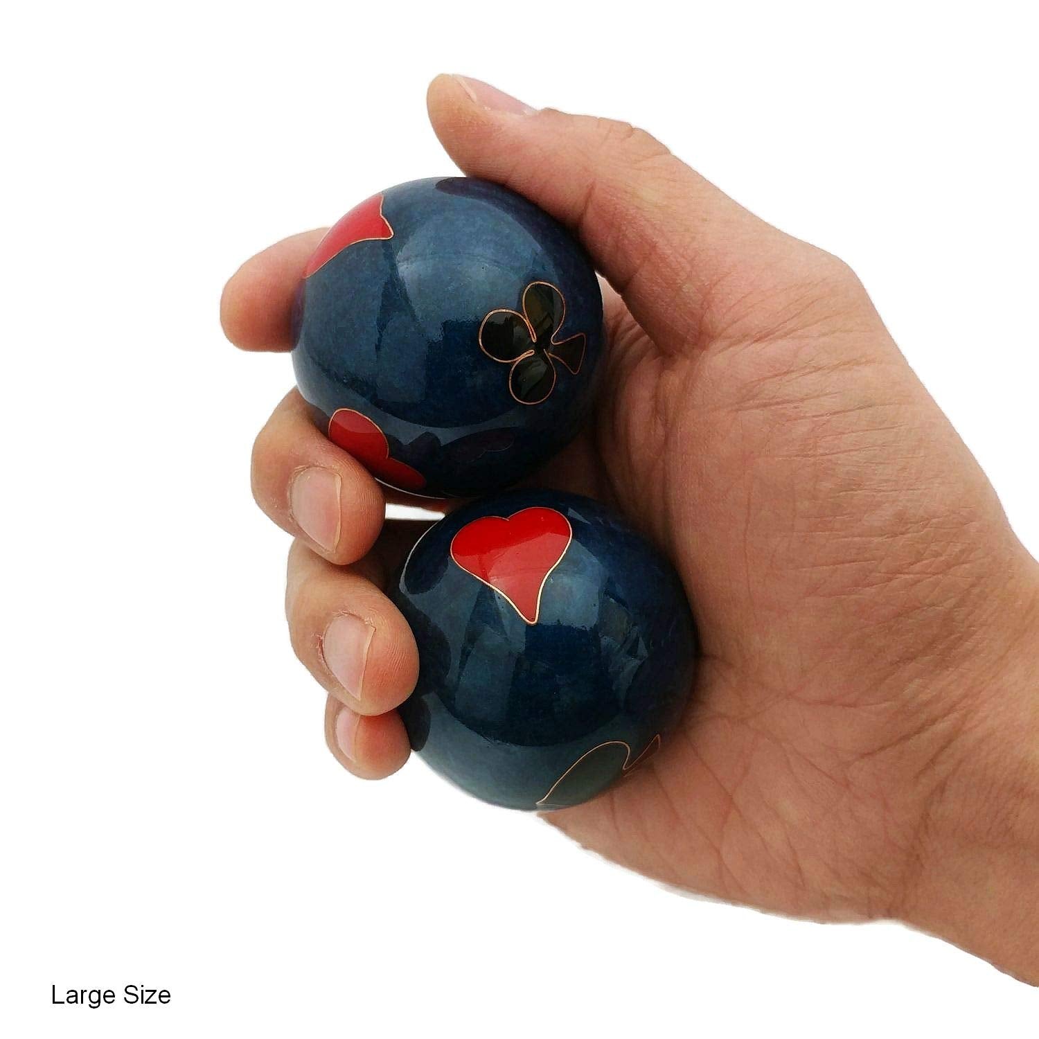 Top Chi Poker Baoding Balls with Bamboo Stand. Chiming Chinese Health Balls for Hand Therapy, Exercise, and Stress Relief (Large