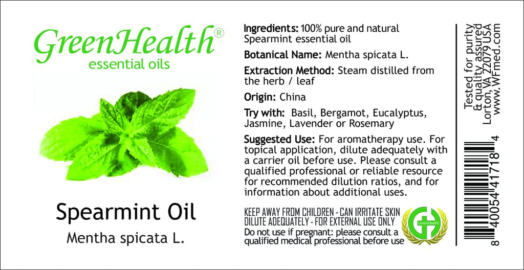 16 fl oz - Spearmint Essential Oil (100% Pure & Uncut), Aluminum Bottle - GreenHealth
