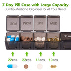 Asija Extra Large Pill Organizer 2 PCS, XL Weekly Pill Box, 7 Day Pill Case with Large Capacity, Jumbo Medicine Organizer for Vi