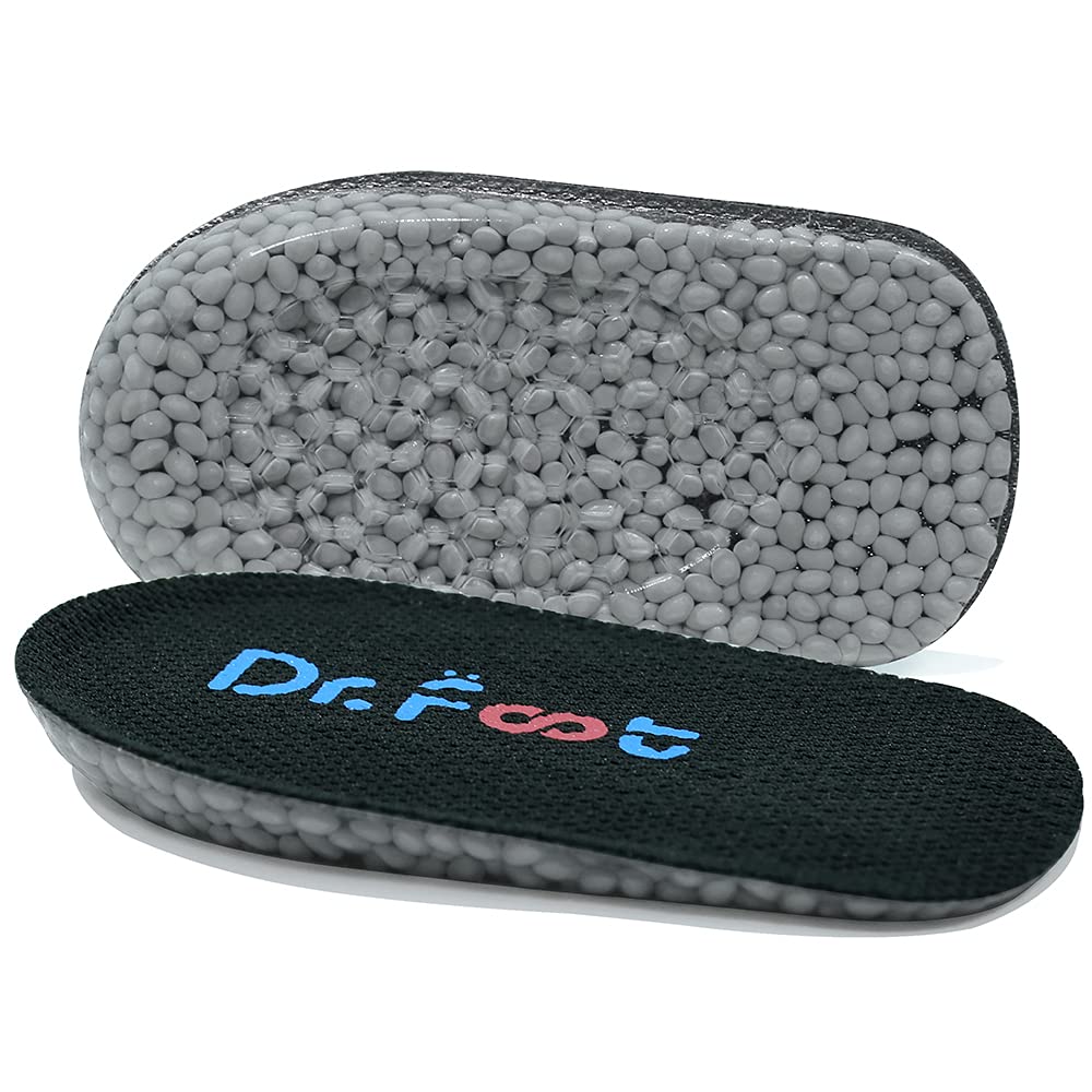 Dr. Foots Height Increase Insoles, Heel Cushion Inserts, Heel Lift Inserts for Leg Length Discrepancies (0.6 Height, Black)