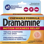 Dramamine Chewable Formula Motion Sickness Relief, 8 Orange Flavored Tablets each (Value Pack of 2)
