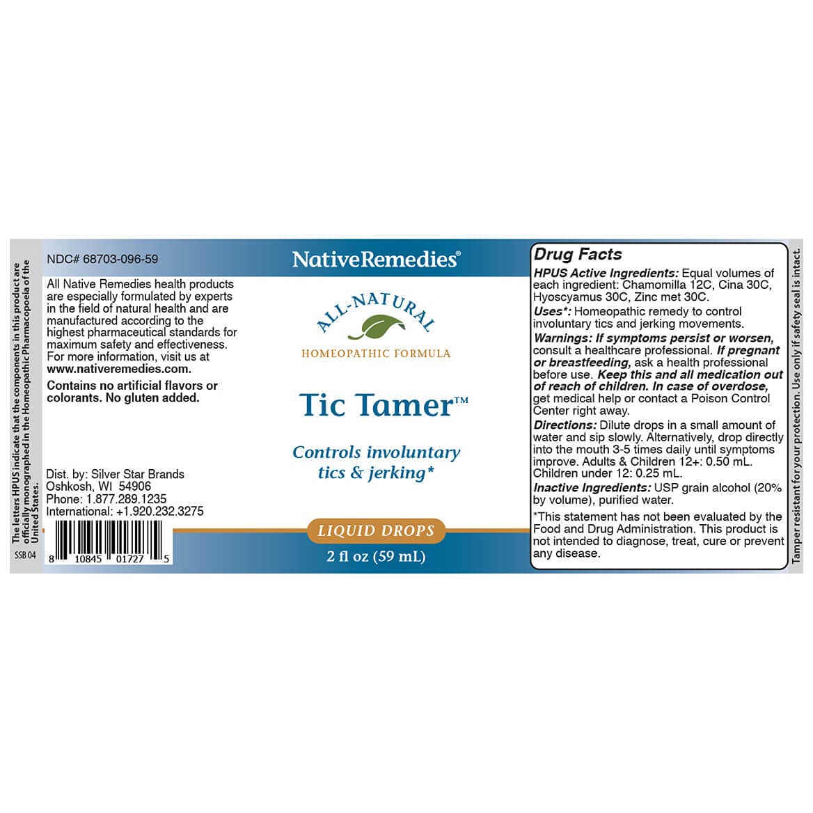 Native Remedies Tic Tamer, 2 fl oz Bottle