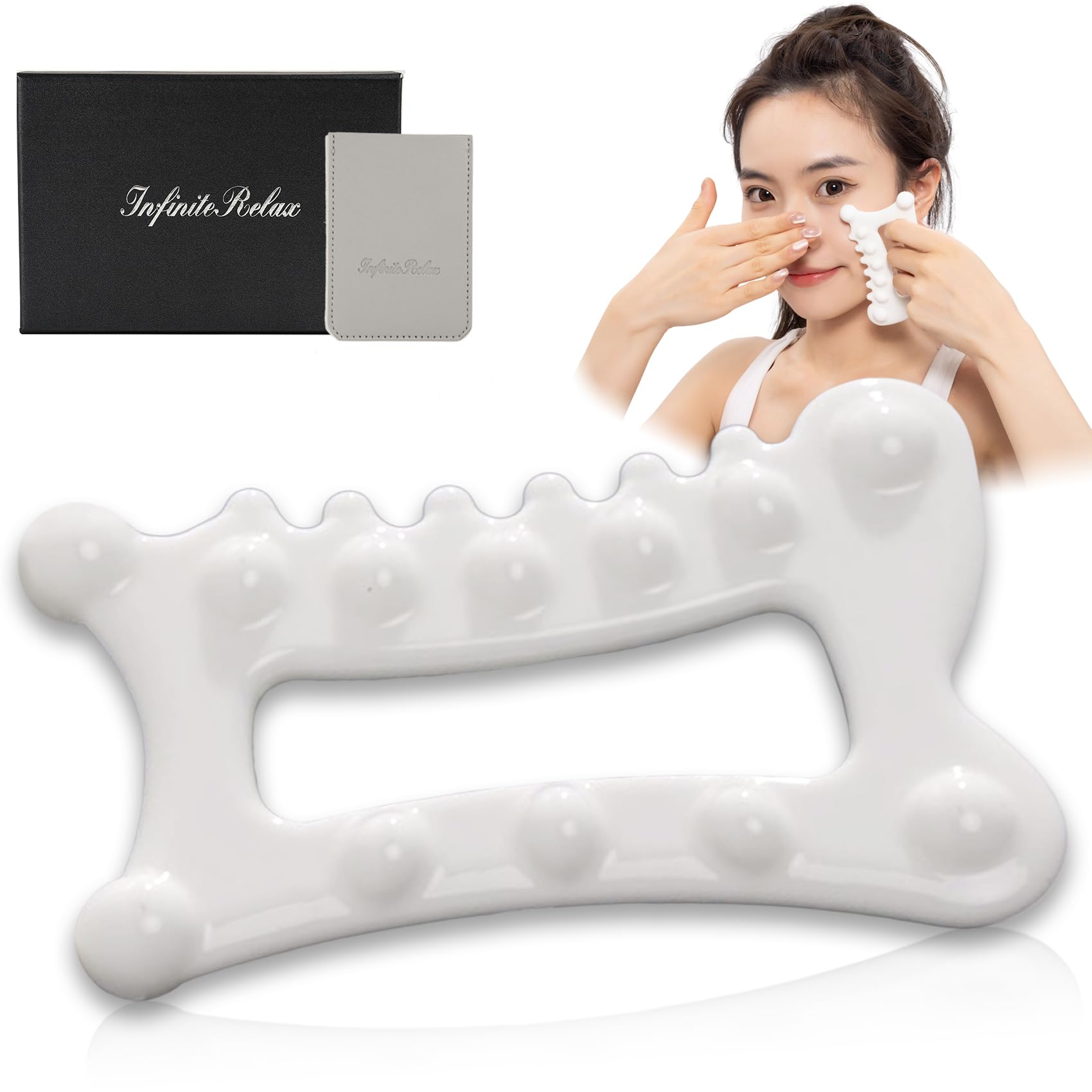 InfiniteRelax Advanced Ceramic Gua Sha Facial Tool, Skin Care for Women Men, Face Body Guasha Massage Tool (Facial Massager) Val