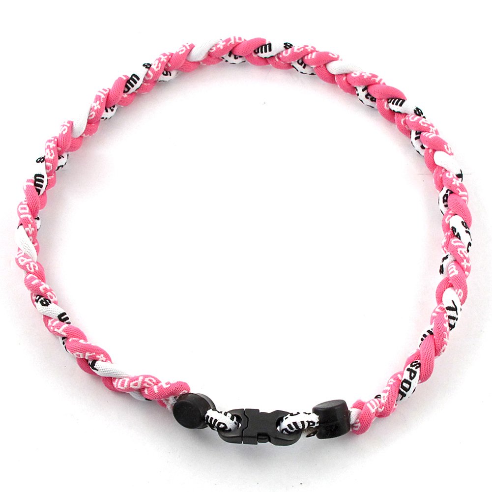 MapofBeauty 18 Three Braided Rope Sport Tornado Necklace (Pink/White)