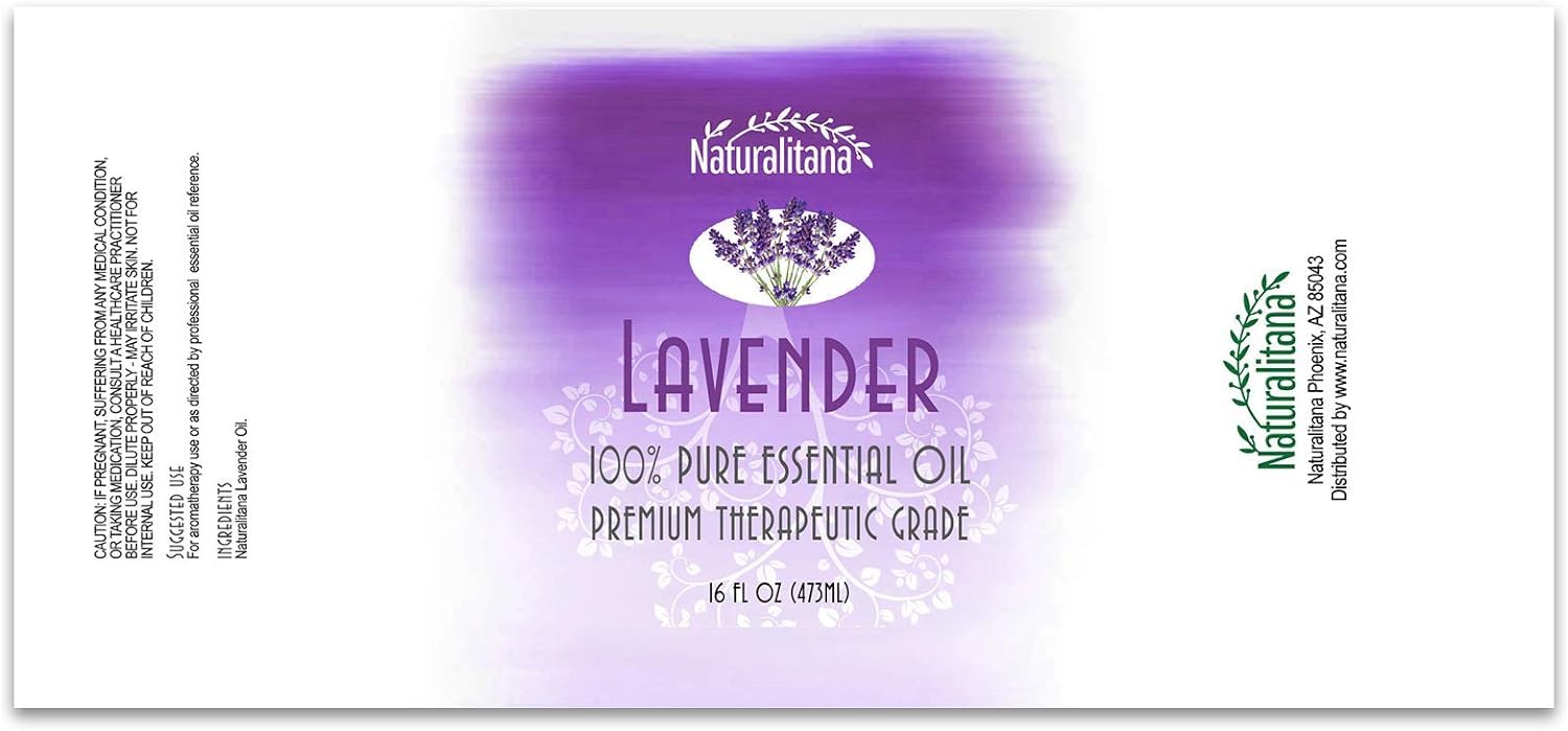 Naturalitana Lavender Essential Oil Pure Essential Aromatherapy Oil for Diffuser, Soap, Bath Bombs, Candles, and Soap Making (16