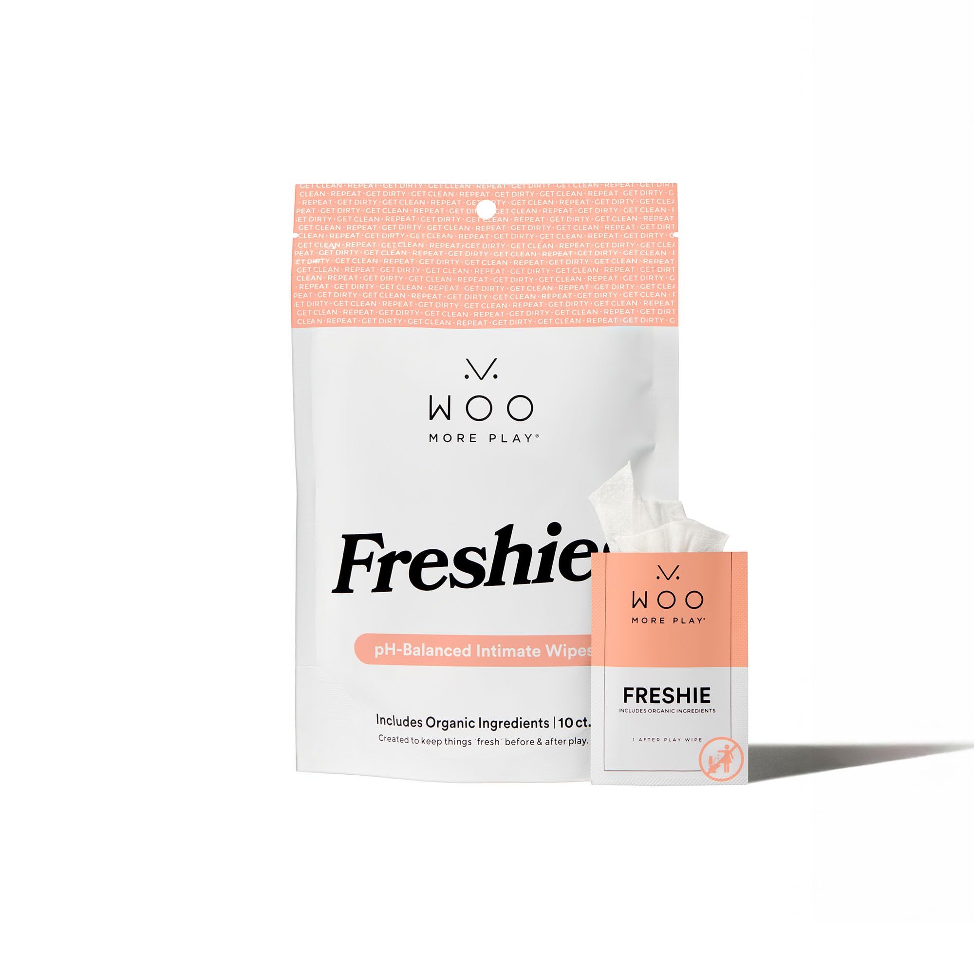 Woo More Play Freshies: All-Natural Feminine Intimacy Towelette Wipes with Coconut Oil and Aloe Vera, Promotes Feminine Health &