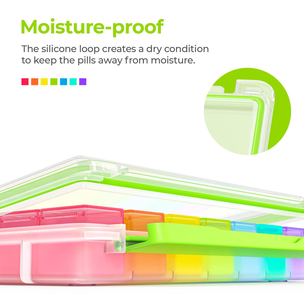 AUVON iMedassist Moisture-Proof Weekly Pill Organizer 4 Times a Day, Large 7 Day Pill Box Case with Portable Design for Travel,