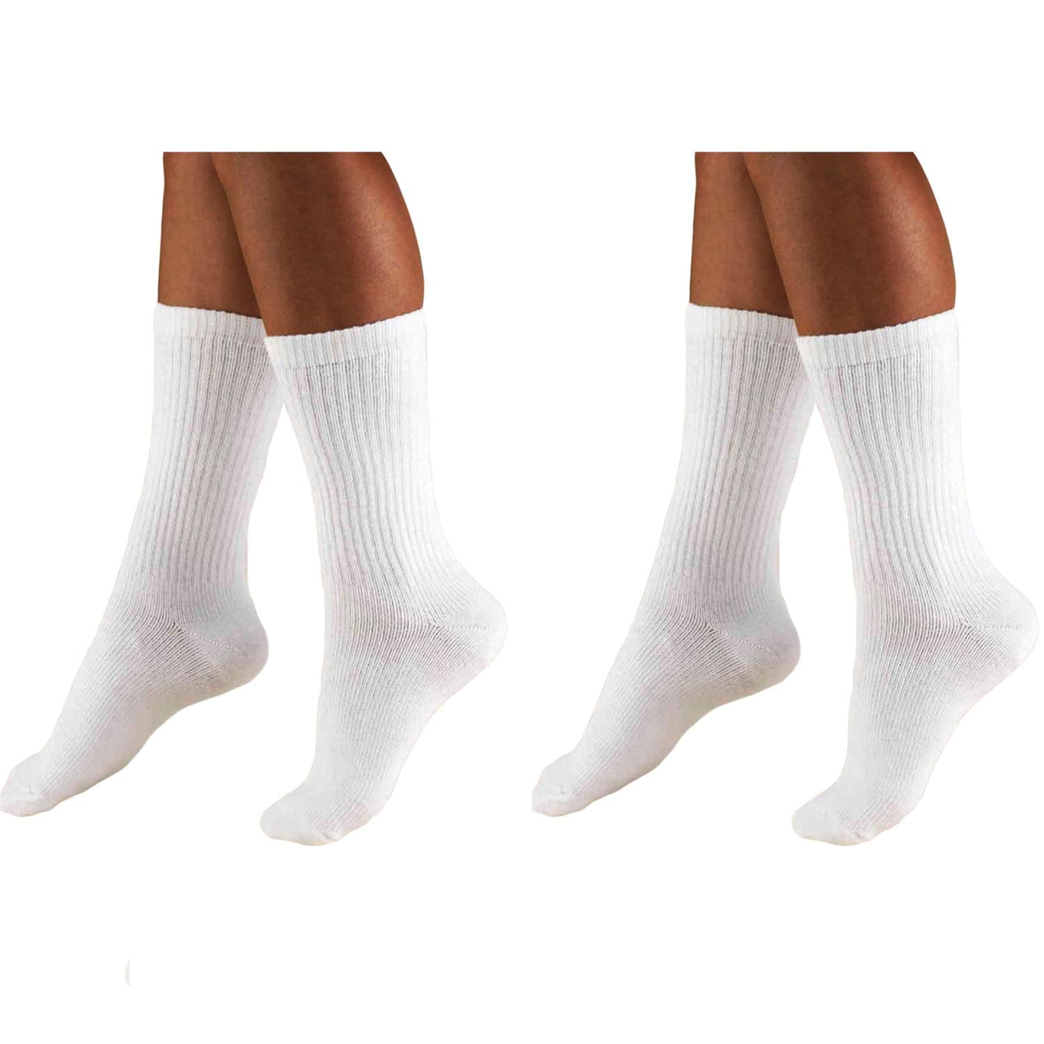 Truform 15-20 Mens Athletic Crew Sock, XL, White (Pack of 2)