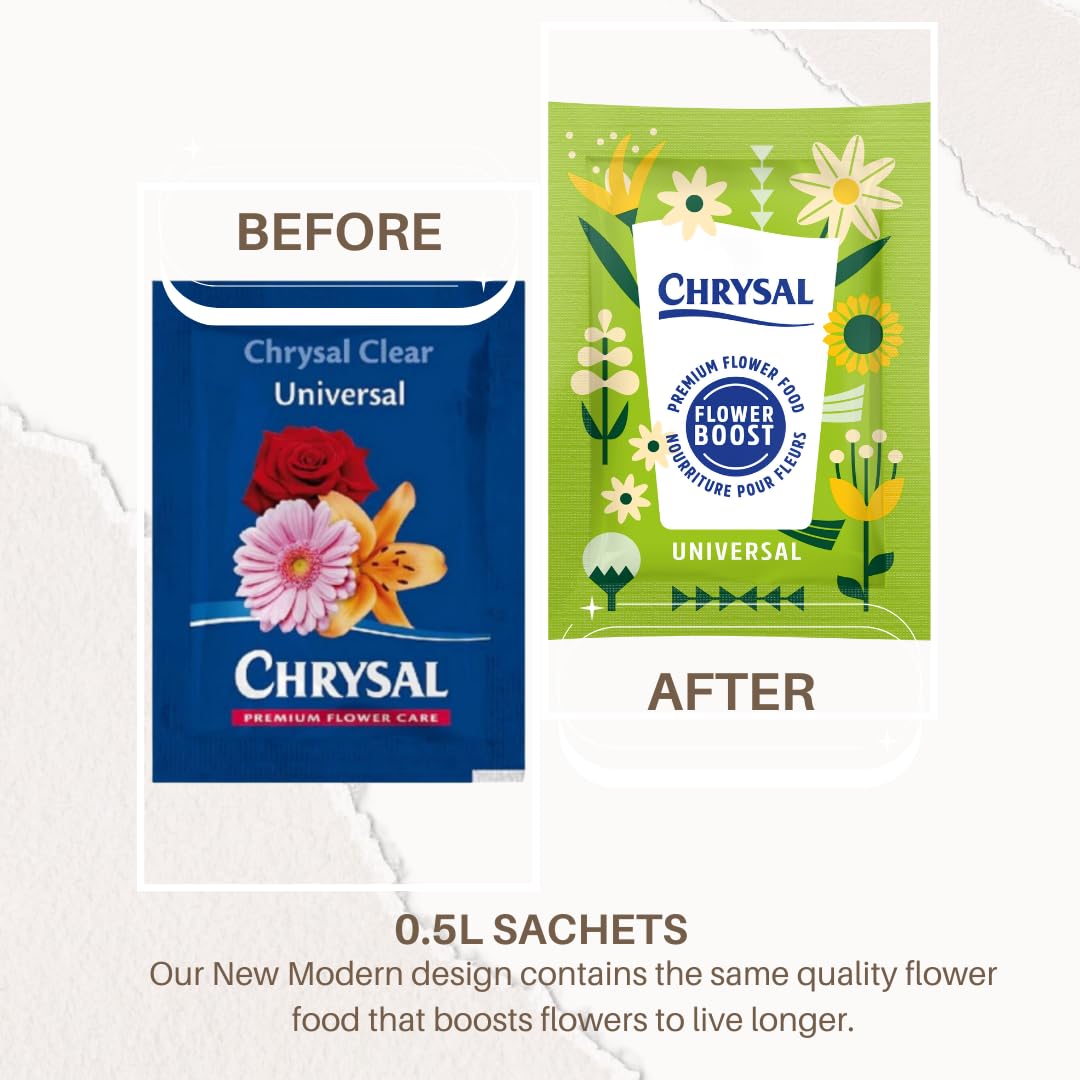 Chrysal Flower Boost - Clear Flower Food Packets for Flower Arrangements & Bouquets - Floral Supplies for Fresh Flowers - Fresh