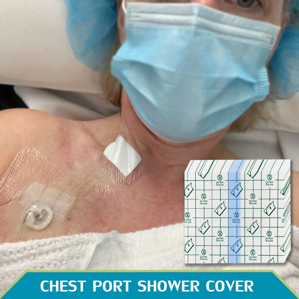 50 Pcs Waterproof Shower Protector Bandage 4x4 inch for Chest Chemo Dialysis Catheter Shower Cover Hemodialysis Port Surgery Inc