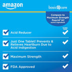 Amazon Basic Care Maximum Strength Famotidine Tablets 20 mg, Acid Reducer for Heartburn Relief, 25 Count (Packaging may vary)