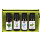 NOW Essential Oils, Seasonal Changes Balancing Aromatherapy Kit, 4x10ml Including Tea Tree, Eucalyptus Radiata, Clear the Air an