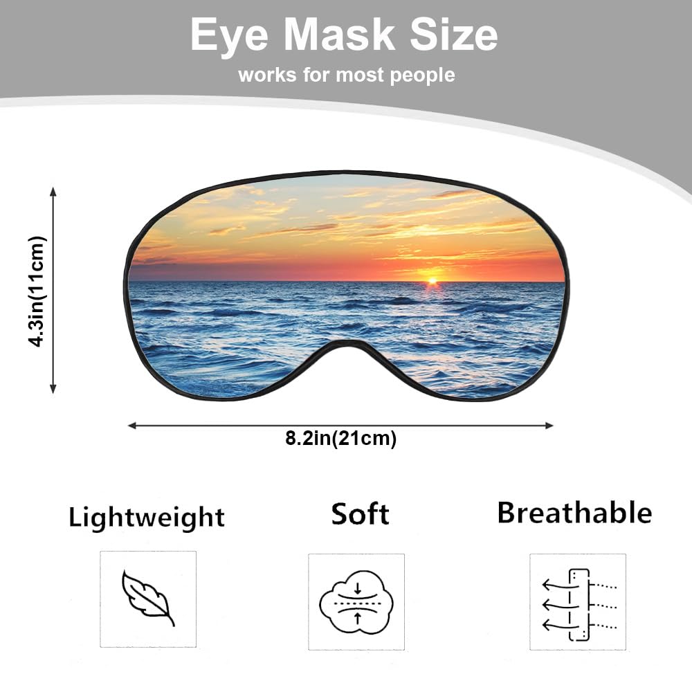 NOHSHE Ocean Scenery Sleep Eye Mask Eye Cover Tropical Summer Sun Sea Silk Eye Mask for Sleeping with Adjustable Strap for Trave