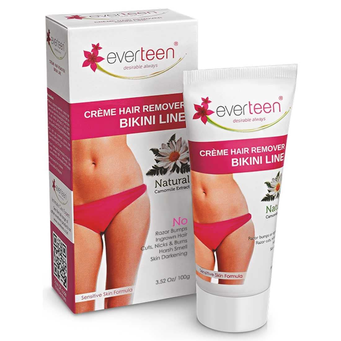 Everteen 100G Bikini Hair Removal Cream For Women & Girls, Painless Hair Remover Cream For Bikini Line And Underarms, No Harsh S