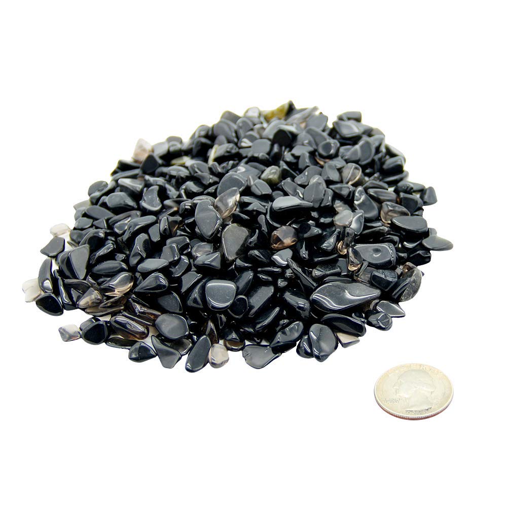 Orientrea 1.1lb Natural Crushed Obsidian Crystal Tumbled Chips-Healing Crystals Chips Bulk, Crushed Crystal Gemstones for Crafts