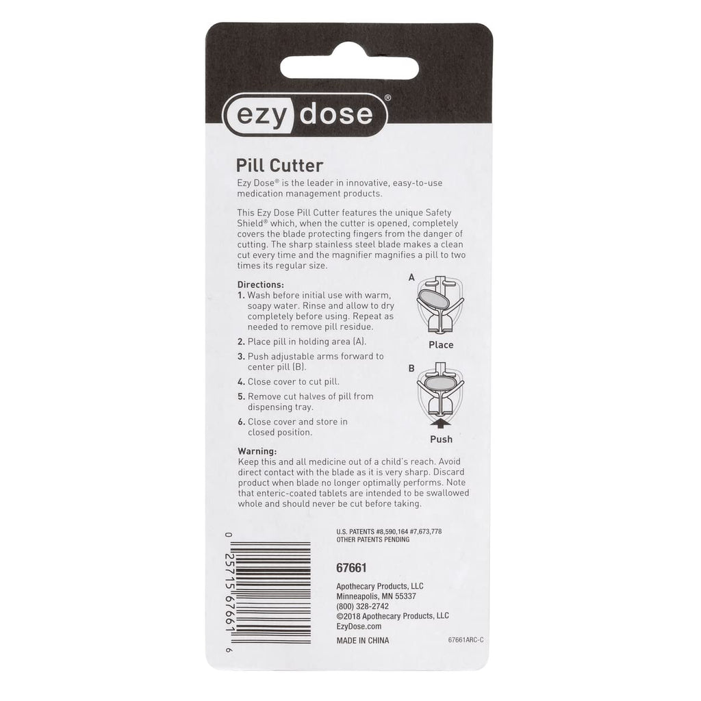 EZY DOSE Pill Cutter with Safety Shield, Precise Tablet Splitter for Cutting Pills, Vitamins, or Medication, Easy-to-Use Compact