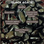 Indian Consigners Natural Crushed Polished Tumbled Gem Stone Chips, Decoration & Healing Crystals (Black Agate)