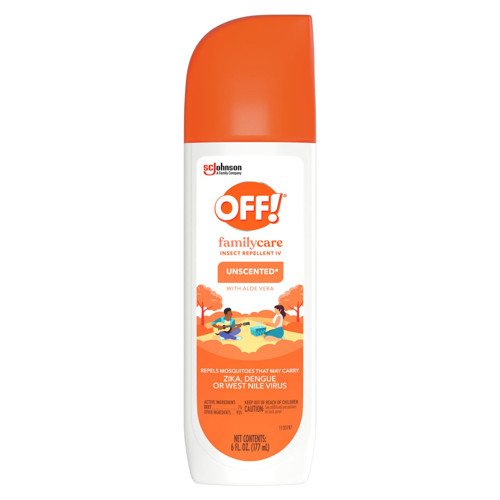 OFF! FamilyCare Insect & Mosquito Repellent Spritz, Unscented Bug spray with Aloe-Vera, 7% Deet, 6 oz