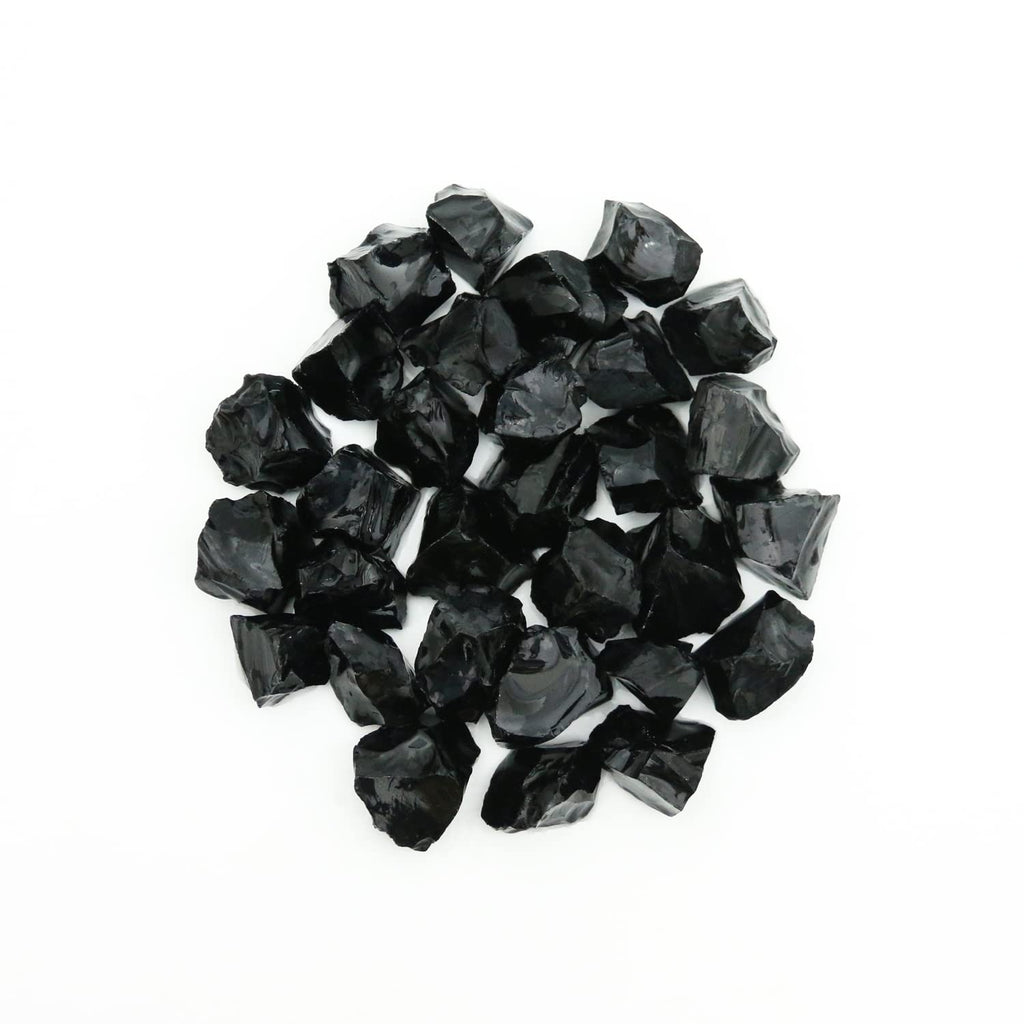 Black Obsidian Stones Crystal Bulk, Raw White Quartz Crystal Stones for Wicca, Reiki, and Energy Healing Crystals, Witchcraft Su