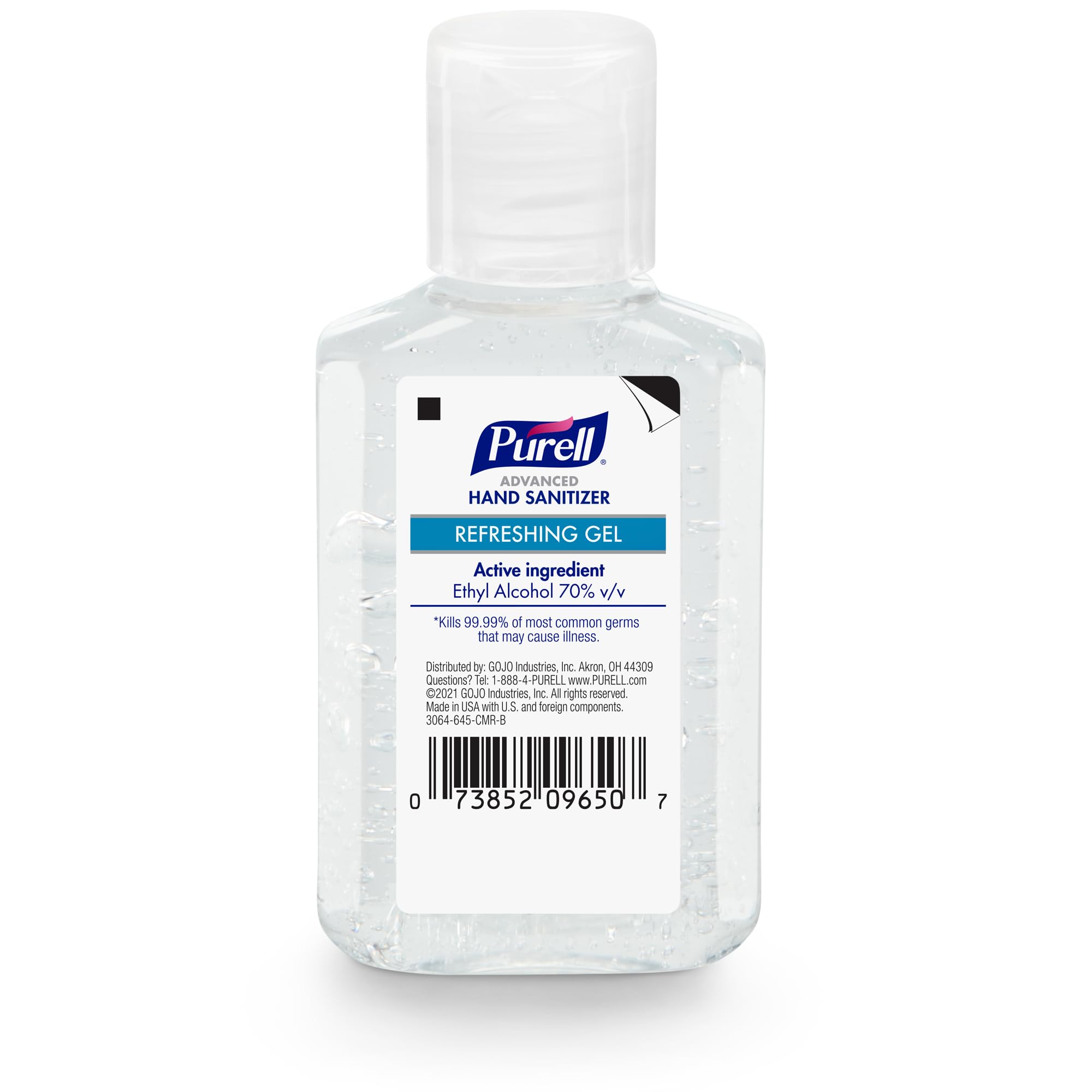 Purell Advanced Hand Sanitizer Refreshing Gel, Clean Scent, 2 fl oz Travel Size Flip Cap Bottle (Pack of 6) - 3155-04-EC